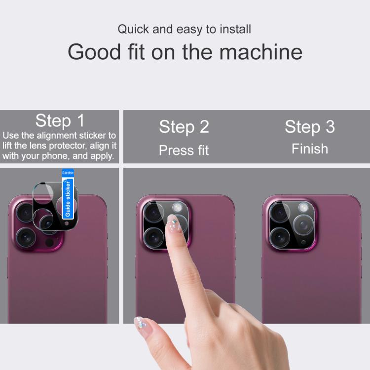 imak High Definition Integrated Glass Lens Film Black Version, For iPhone 17 Pro Max, For iPhone 17 Pro, For iPhone 17, For iPhone 17 Air, For iPhone 16e, For iPhone 16 Pro / 16 Pro Max, For iPhone 16 / 16 Plus