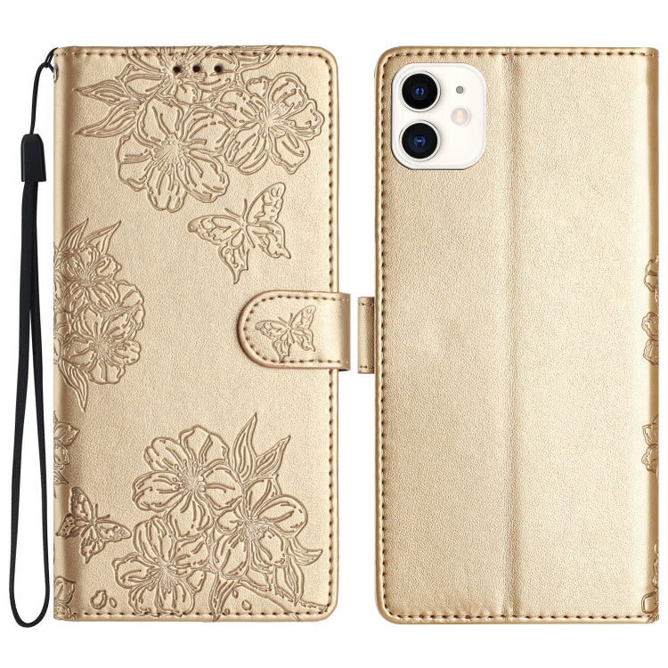 Cherry Blossom Butterfly Skin Feel Embossed PU Phone Case, For iPhone 12 mini, For iPhone 11 Pro Max, For iPhone 11