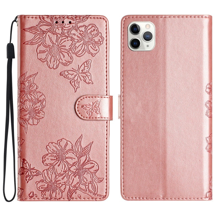 Cherry Blossom Butterfly Skin Feel Embossed PU Phone Case, For iPhone 11 Pro, For iPhone XS / X, For iPhone XR