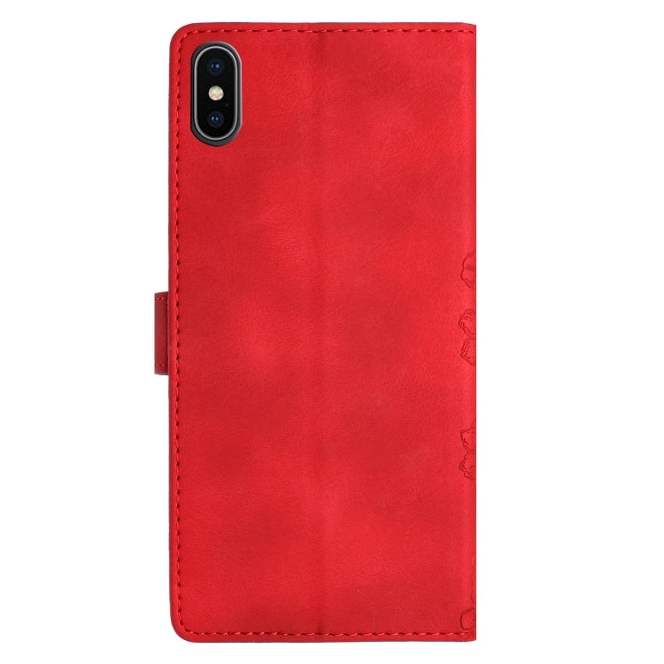 Cherry Blossom Butterfly Skin Feel Embossed PU Phone Case, For iPhone XS Max, For iPhone 8 Plus / 7 Plus