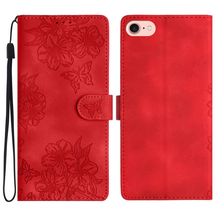 Cherry Blossom Butterfly Skin Feel Embossed PU Phone Case, For iPhone 17 Air, For iPhone 16e, For iPhone 16 Pro Max