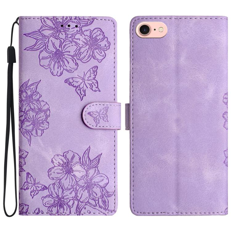 Cherry Blossom Butterfly Skin Feel Embossed PU Phone Case, For iPhone 17 Air, For iPhone 16e, For iPhone 16 Pro Max