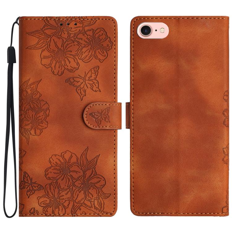Cherry Blossom Butterfly Skin Feel Embossed PU Phone Case, For iPhone 17 Air, For iPhone 16e, For iPhone 16 Pro Max