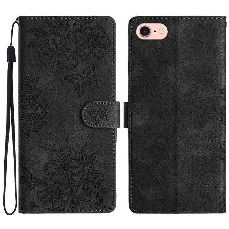 Cherry Blossom Butterfly Skin Feel Embossed PU Phone Case, For iPhone 17 Air, For iPhone 16e, For iPhone 16 Pro Max