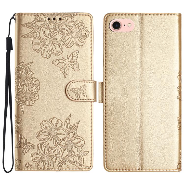 Cherry Blossom Butterfly Skin Feel Embossed PU Phone Case, For iPhone 17 Air, For iPhone 16e, For iPhone 16 Pro Max