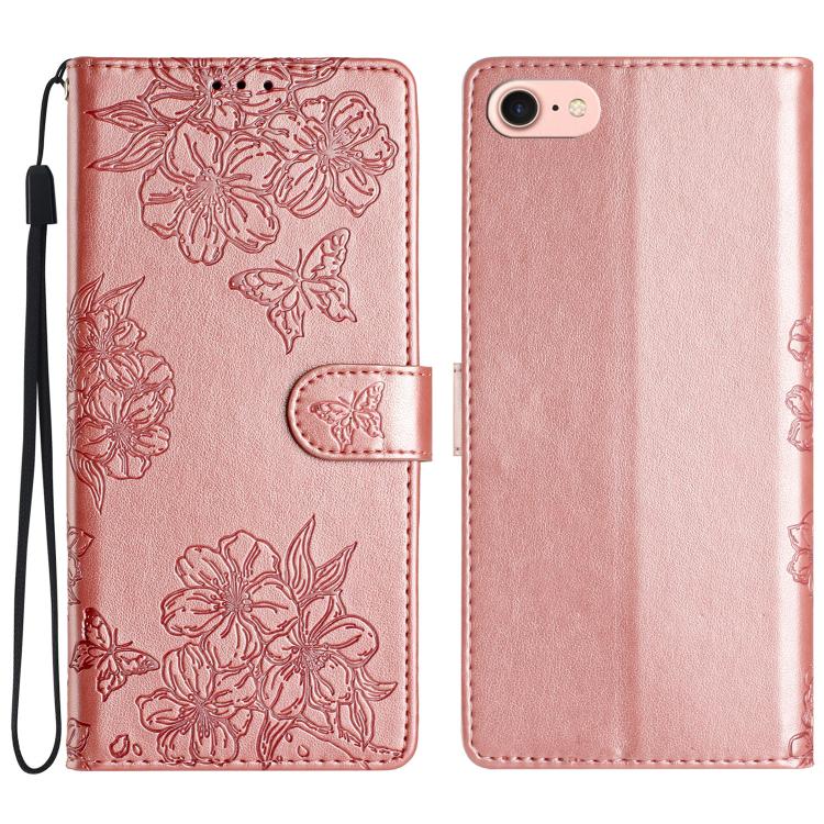 Cherry Blossom Butterfly Skin Feel Embossed PU Phone Case, For iPhone 17 Air, For iPhone 16e, For iPhone 16 Pro Max