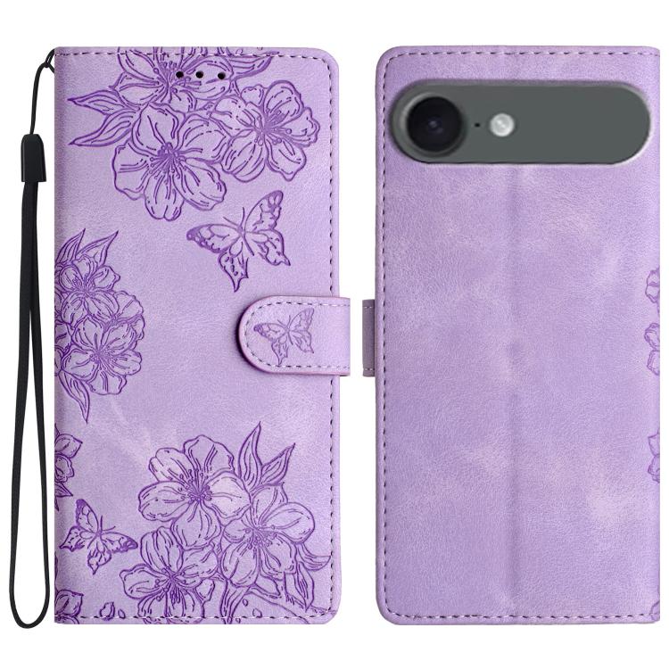 Cherry Blossom Butterfly Skin Feel Embossed PU Phone Case, For iPhone 17 Air, For iPhone 16e, For iPhone 16 Pro Max
