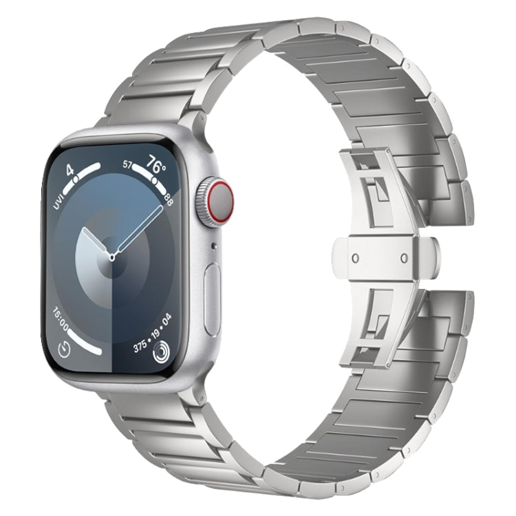 I-shaped Butterfly Buckle Titanium Alloy Watch Band, For Apple Watch Series 7 45mm, For Apple Watch SE 44mm, For Apple Watch Series 6 44mm, For Apple Watch Series 5 44mm, For Apple Watch Series 4 44mm, For Apple Watch Series 3 42mm