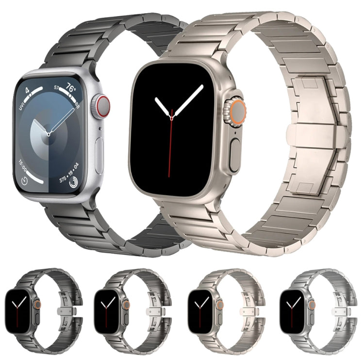 I-shaped Butterfly Buckle Titanium Alloy Watch Band, For Apple Watch Series 7 45mm, For Apple Watch SE 44mm, For Apple Watch Series 6 44mm, For Apple Watch Series 5 44mm, For Apple Watch Series 4 44mm, For Apple Watch Series 3 42mm