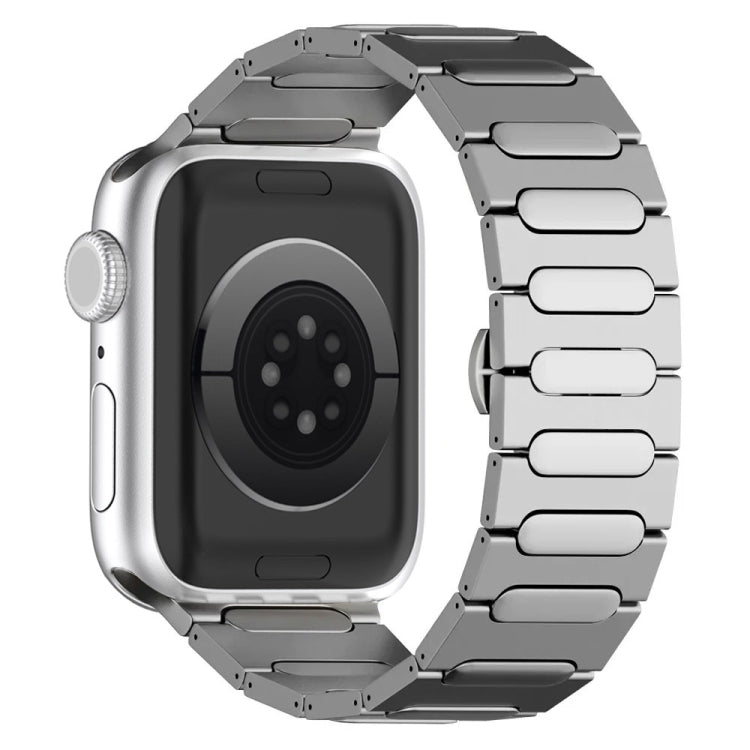 Oval Butterfly Buckle Titanium Alloy Watch Band, For Apple Watch Series 7 45mm, For Apple Watch SE 44mm, For Apple Watch Series 6 44mm, For Apple Watch Series 5 44mm, For Apple Watch Series 4 44mm, For Apple Watch Series 3 42mm