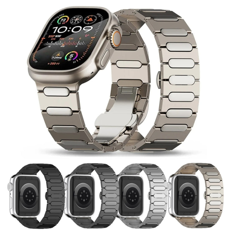 Oval Butterfly Buckle Titanium Alloy Watch Band, For Apple Watch Series 7 45mm, For Apple Watch SE 44mm, For Apple Watch Series 6 44mm, For Apple Watch Series 5 44mm, For Apple Watch Series 4 44mm, For Apple Watch Series 3 42mm