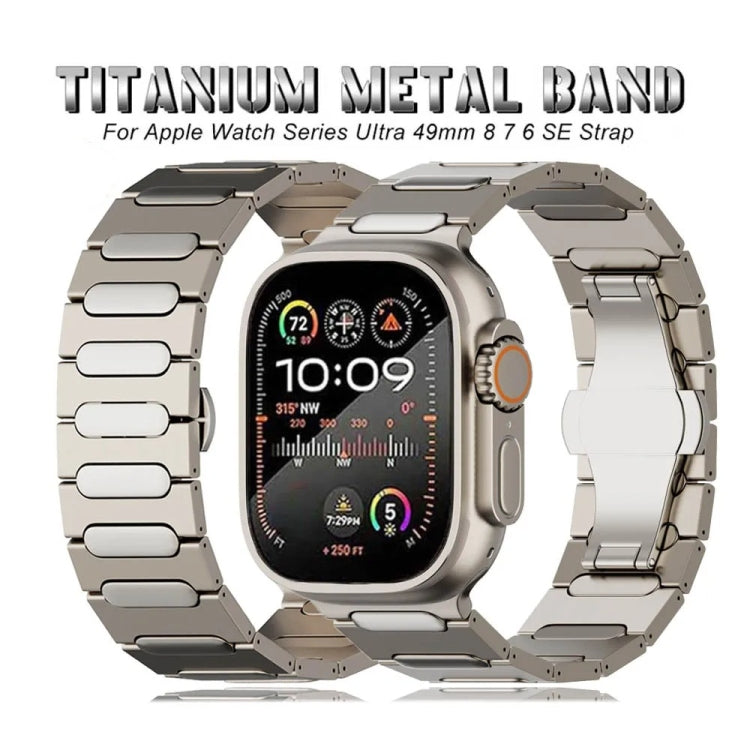 Oval Butterfly Buckle Titanium Alloy Watch Band, For Apple Watch Series 7 45mm, For Apple Watch SE 44mm, For Apple Watch Series 6 44mm, For Apple Watch Series 5 44mm, For Apple Watch Series 4 44mm, For Apple Watch Series 3 42mm