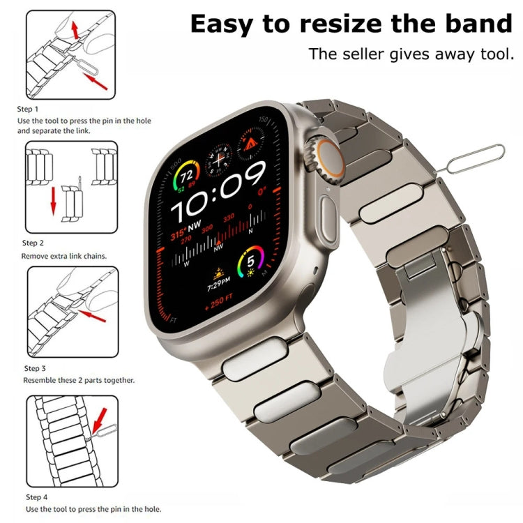 Oval Butterfly Buckle Titanium Alloy Watch Band, For Apple Watch Series 7 45mm, For Apple Watch SE 44mm, For Apple Watch Series 6 44mm, For Apple Watch Series 5 44mm, For Apple Watch Series 4 44mm, For Apple Watch Series 3 42mm