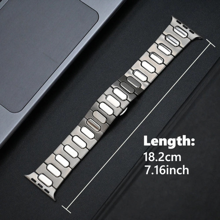 Oval Butterfly Buckle Titanium Alloy Watch Band, For Apple Watch Series 7 45mm, For Apple Watch SE 44mm, For Apple Watch Series 6 44mm, For Apple Watch Series 5 44mm, For Apple Watch Series 4 44mm, For Apple Watch Series 3 42mm