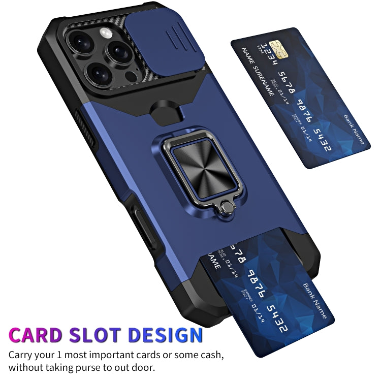 Camera Shield Card Slot PC+TPU Phone Case, For iPhone 16 Pro, For iPhone 16 Plus, For iPhone 16