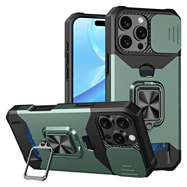 Camera Shield Card Slot PC+TPU Phone Case, For iPhone 16 Pro, For iPhone 16 Plus, For iPhone 16