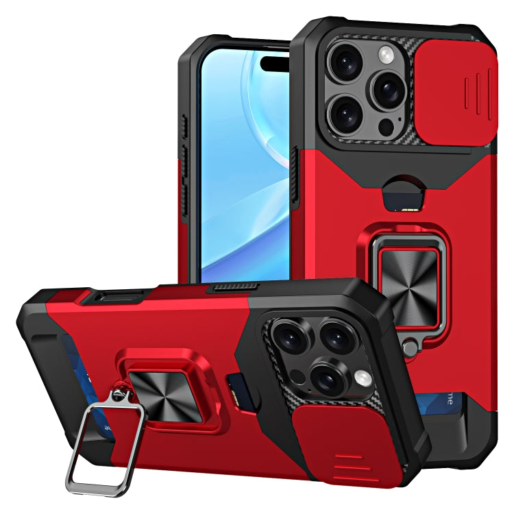 Camera Shield Card Slot PC+TPU Phone Case, For iPhone 16 Pro, For iPhone 16 Plus, For iPhone 16