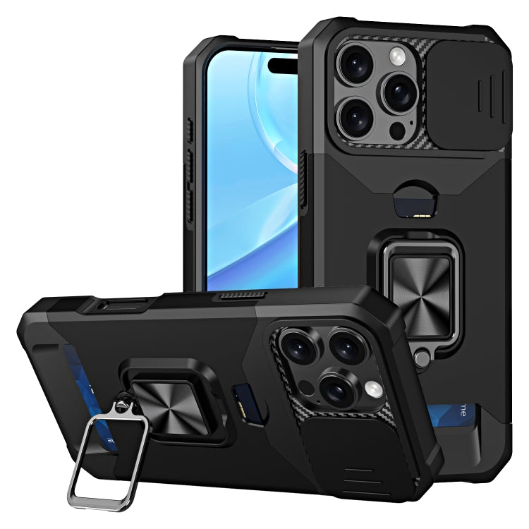 Camera Shield Card Slot PC+TPU Phone Case, For iPhone 16 Pro, For iPhone 16 Plus, For iPhone 16