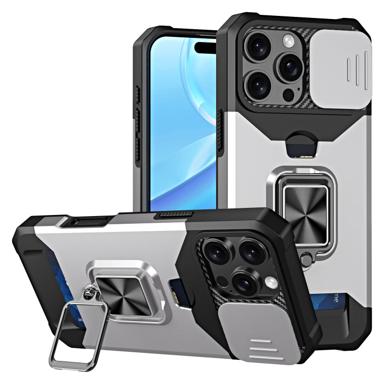 Camera Shield Card Slot PC+TPU Phone Case, For iPhone 16 Pro, For iPhone 16 Plus, For iPhone 16
