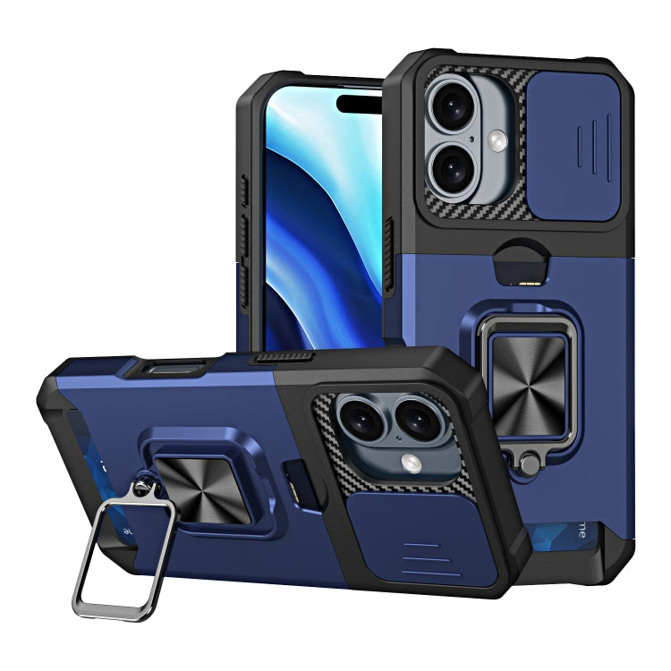 Camera Shield Card Slot PC+TPU Phone Case, For iPhone 16 Pro, For iPhone 16 Plus, For iPhone 16