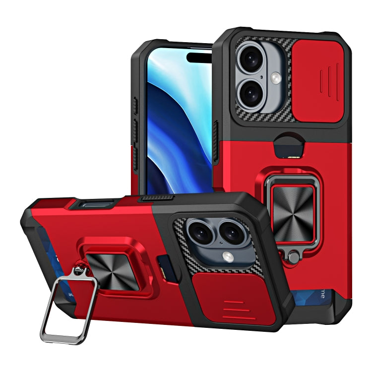 Camera Shield Card Slot PC+TPU Phone Case, For iPhone 16 Pro, For iPhone 16 Plus, For iPhone 16
