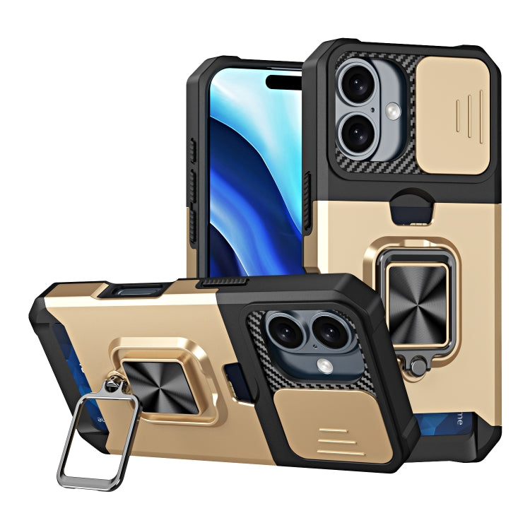 Camera Shield Card Slot PC+TPU Phone Case, For iPhone 16 Pro, For iPhone 16 Plus, For iPhone 16