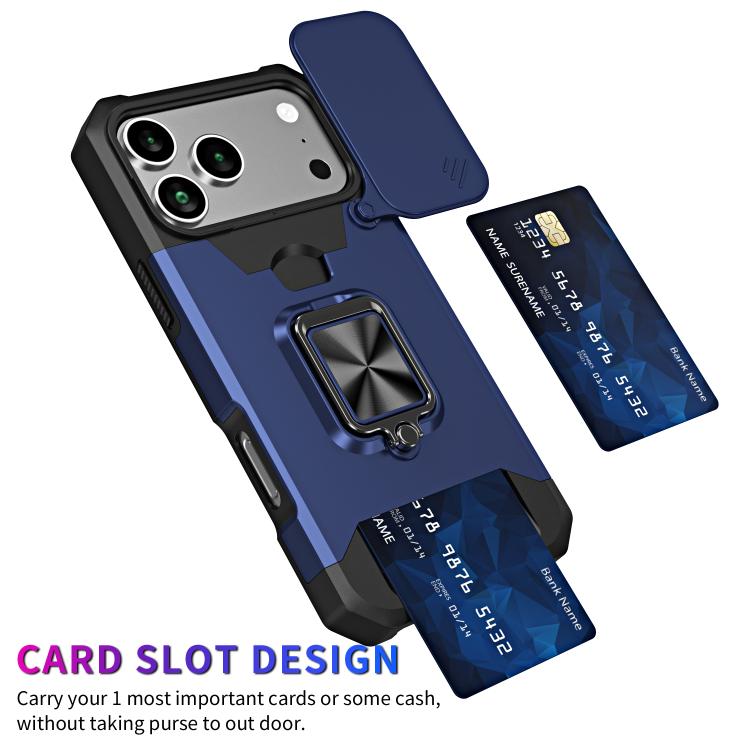 Camera Shield Card Slot PC+TPU Phone Case, For iPhone 18 Pro / 17 Pro, For iPhone 18 Pro Max / 17 Pro Max, For iPhone Air, For iPhone 16 Pro Max