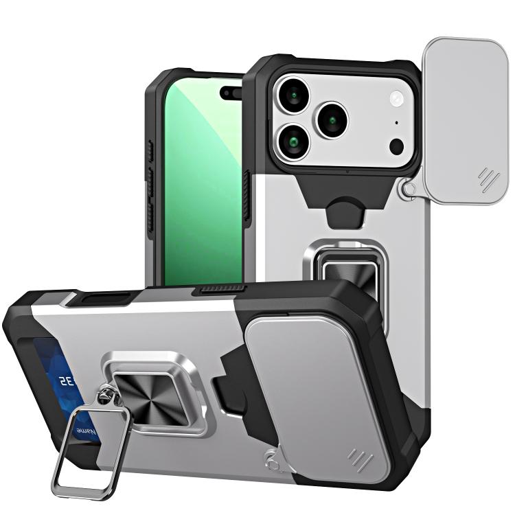 Camera Shield Card Slot PC+TPU Phone Case, For iPhone 18 Pro / 17 Pro, For iPhone 18 Pro Max / 17 Pro Max, For iPhone Air, For iPhone 16 Pro Max
