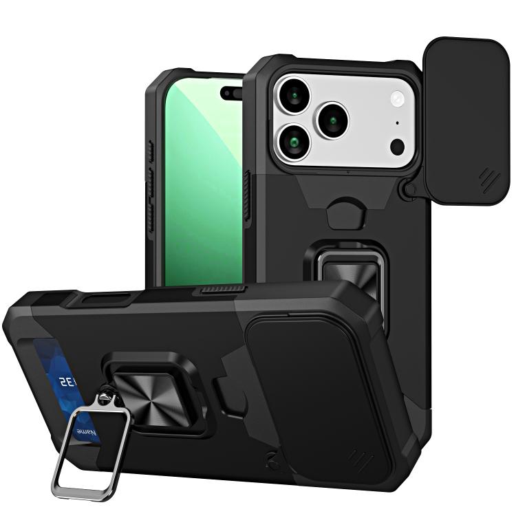 Camera Shield Card Slot PC+TPU Phone Case, For iPhone 18 Pro / 17 Pro, For iPhone 18 Pro Max / 17 Pro Max, For iPhone Air, For iPhone 16 Pro Max