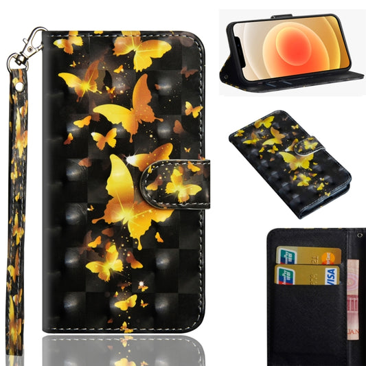 3D painting pattern iPhone 12 mini flip case with card slots and wallet holder