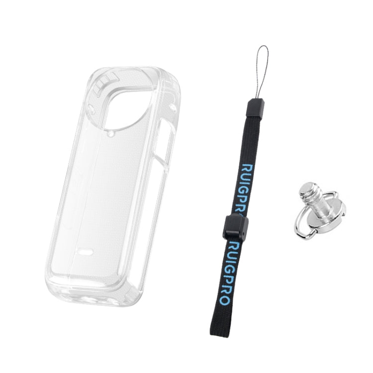 For Insta360 X4 Clear 1.5mm Soft TPU Protective Case, Single Cover, With Hand Strap, With Neck Strap