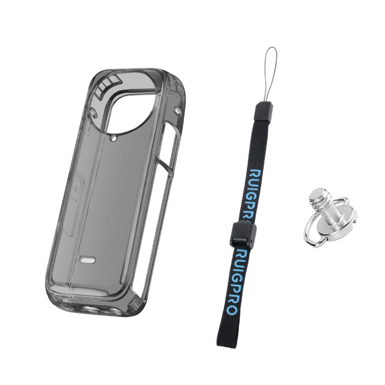 For Insta360 X4 Clear 1.5mm Soft TPU Protective Case, Single Cover, With Hand Strap, With Neck Strap