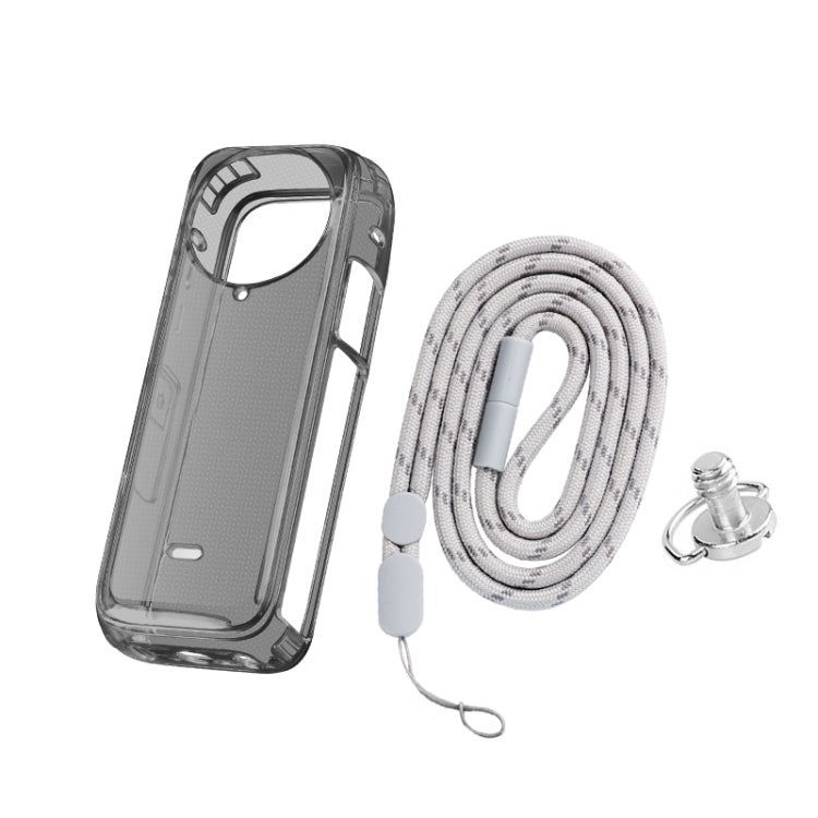 For Insta360 X4 Clear 1.5mm Soft TPU Protective Case, Single Cover, With Hand Strap, With Neck Strap