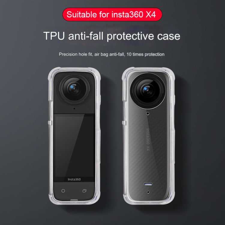 For Insta360 X4 Clear 1.5mm Soft TPU Protective Case, Single Cover, With Hand Strap, With Neck Strap