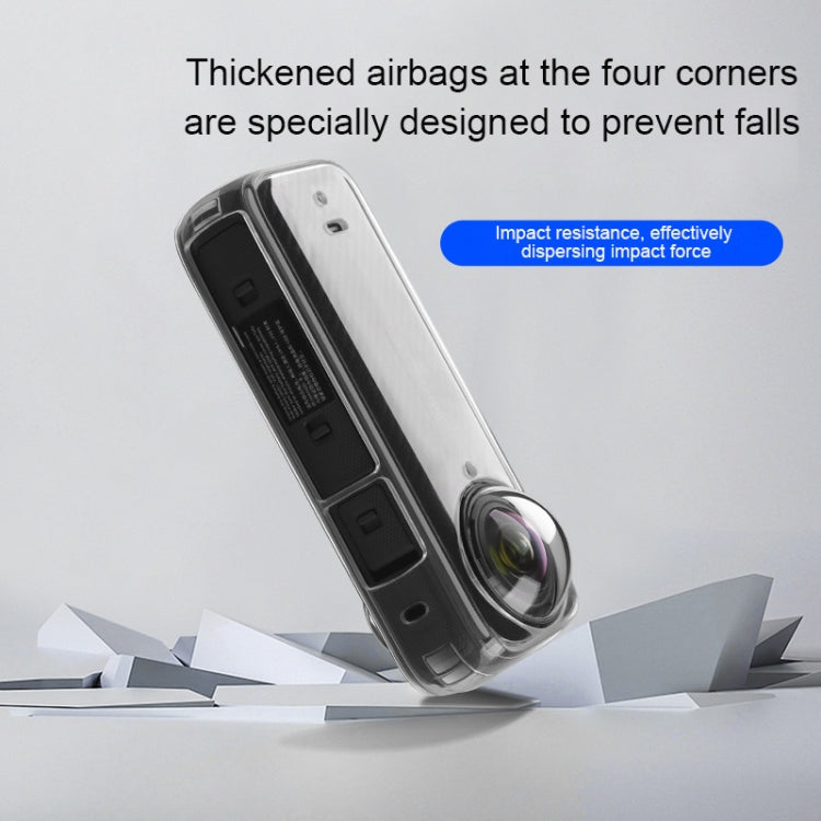 For Insta360 X4 Clear 1.5mm Soft TPU Protective Case, Single Cover, With Hand Strap, With Neck Strap