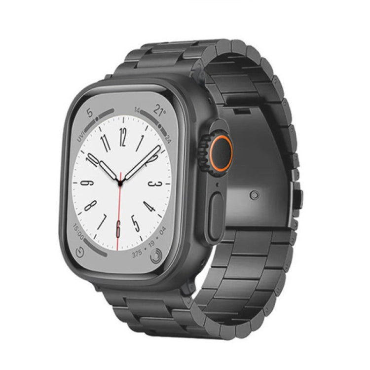 3-Bead Flat Buckle Titanium Alloy Watch Band, For Apple Watch SE 2023 44mm, For Apple Watch SE 2023 40mm, For Apple Watch Ultra 2 49mm, For Apple Watch Series 9 45mm, For Apple Watch Series 9 41mm, For Apple Watch Ultra 49mm, For Apple Watch Series 8 4...