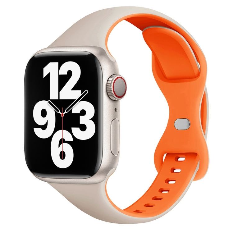 Two Color Slim Butterfly Buckle Silicone Watch Band, For Apple Watch SE 2023 40mm, For Apple Watch Ultra 2 49mm, For Apple Watch Series 9 45mm