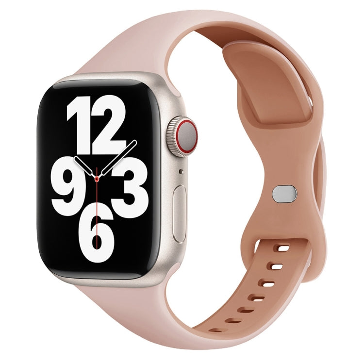 Two Color Slim Butterfly Buckle Silicone Watch Band, For Apple Watch SE 2023 40mm, For Apple Watch Ultra 2 49mm, For Apple Watch Series 9 45mm