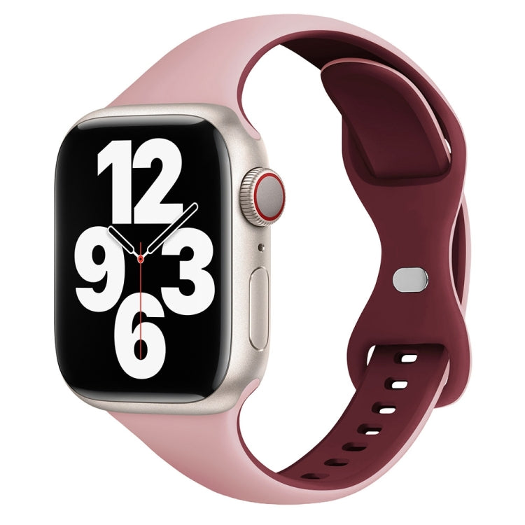 Two Color Slim Butterfly Buckle Silicone Watch Band, For Apple Watch Series 4 40mm, For Apple Watch Series 3 38mm, For Apple Watch Series 3 42mm