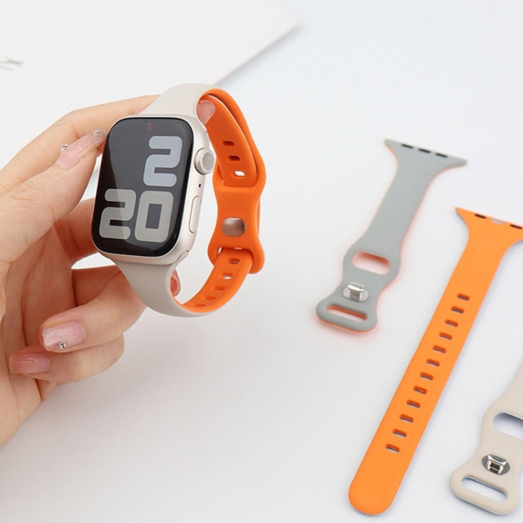 Two Color Slim Butterfly Buckle Silicone Watch Band, For Apple Watch SE 2023 40mm, For Apple Watch Ultra 2 49mm, For Apple Watch Series 9 45mm