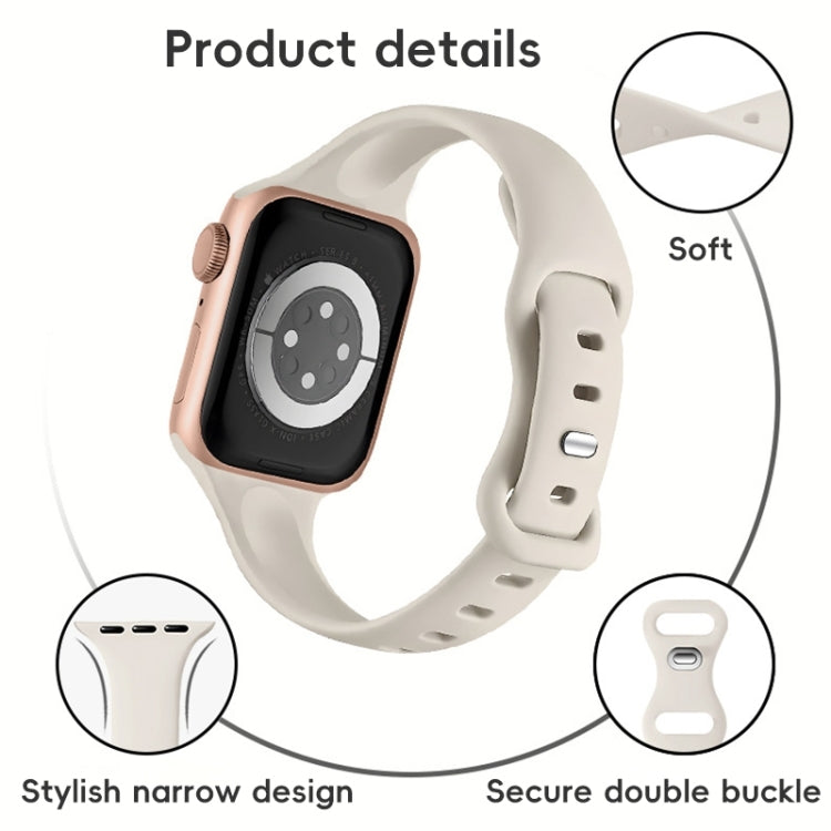 Two Color Slim Butterfly Buckle Silicone Watch Band, For Apple Watch SE 2023 40mm, For Apple Watch Ultra 2 49mm, For Apple Watch Series 9 45mm