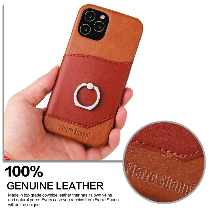 Fierre Shann Oil Wax Texture Genuine Leather Back Cover Case with 360 Degree Rotation Holder & Card Slot, For iPhone 12 Pro Max, For iPhone 12 / 12 Pro, For iPhone 12 mini