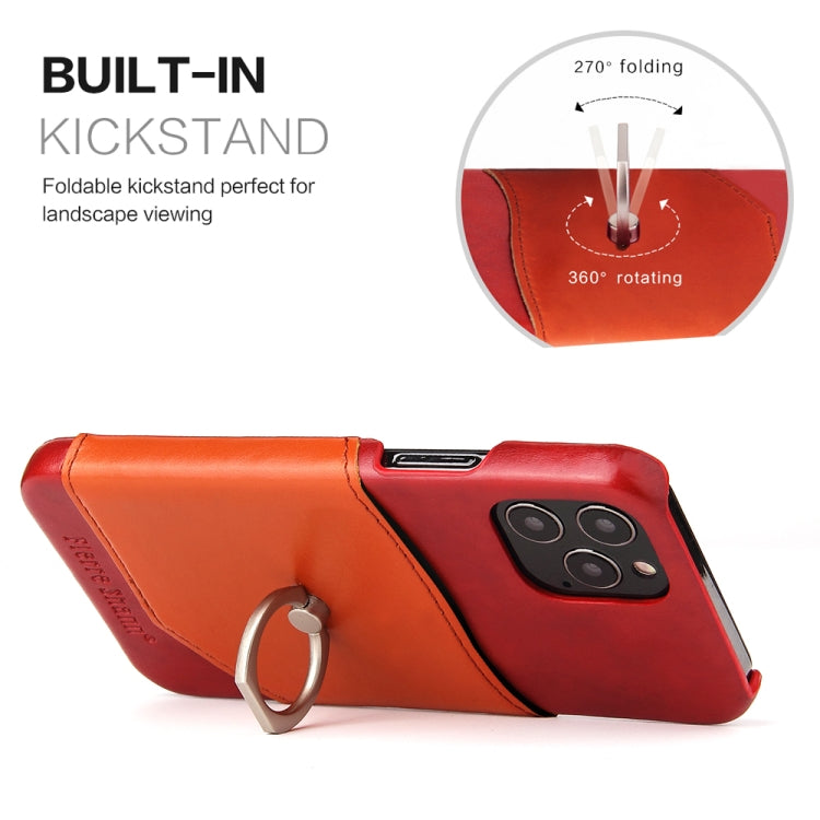 Fierre Shann Oil Wax Texture Genuine Leather Back Cover Case with 360 Degree Rotation Holder & Card Slot, For iPhone 12 Pro Max, For iPhone 12 / 12 Pro, For iPhone 12 mini