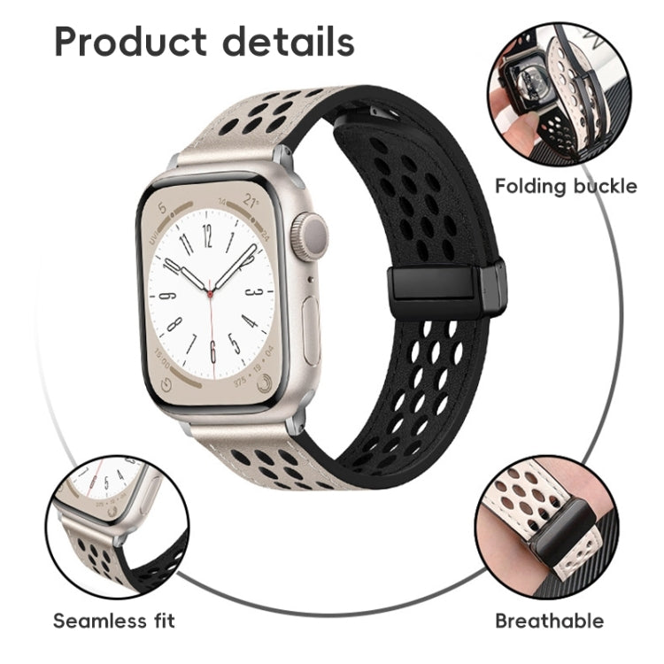 Hole Style Folding Buckle PU Leather Watch Band, For Apple Watch Series 10 46mm, For Apple Watch Series 10 42mm, For Apple Watch SE 2023 44mm, For Apple Watch SE 2023 40mm, For Apple Watch Ultra 2 49mm, For Apple Watch Series 9 45mm��������������������...