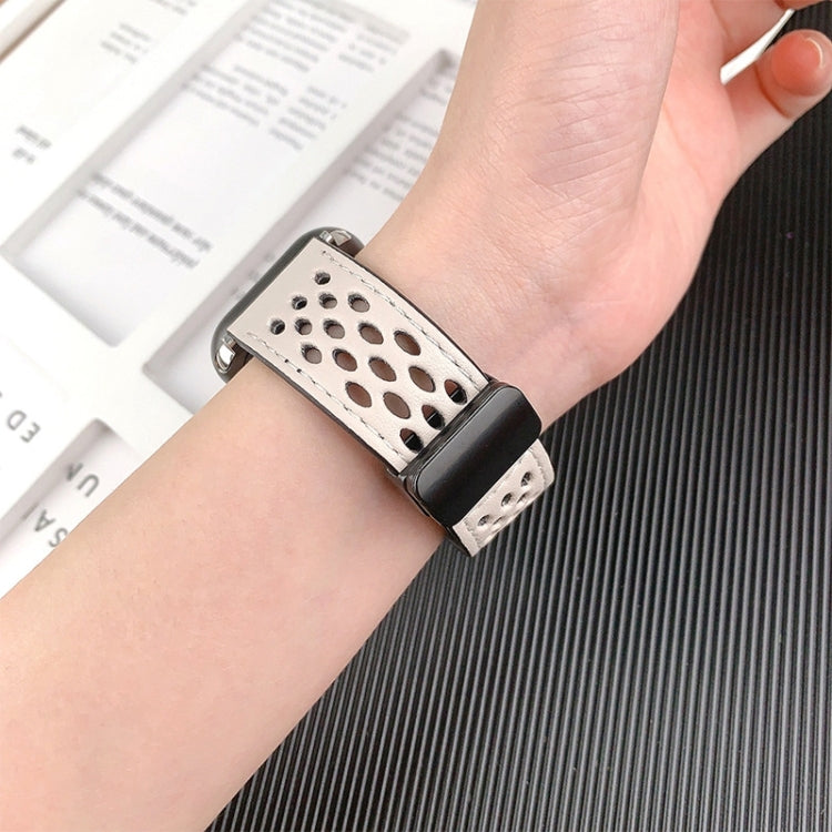 Hole Style Folding Buckle PU Leather Watch Band, For Apple Watch Series 10 46mm, For Apple Watch Series 10 42mm, For Apple Watch SE 2023 44mm, For Apple Watch SE 2023 40mm, For Apple Watch Ultra 2 49mm, For Apple Watch Series 9 45mm��������������������...