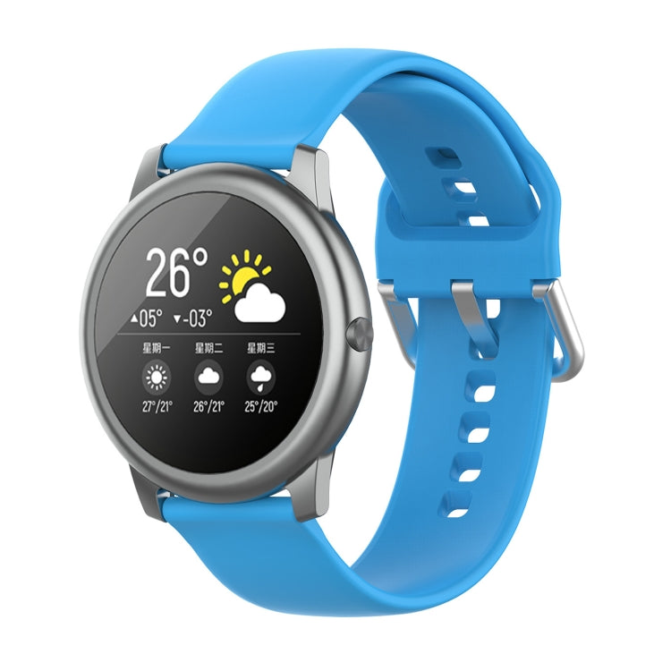 Silicone Solid Color Silver Buckle Strap, Size: 22mm, For Xiaomi Haylou Solar LS05