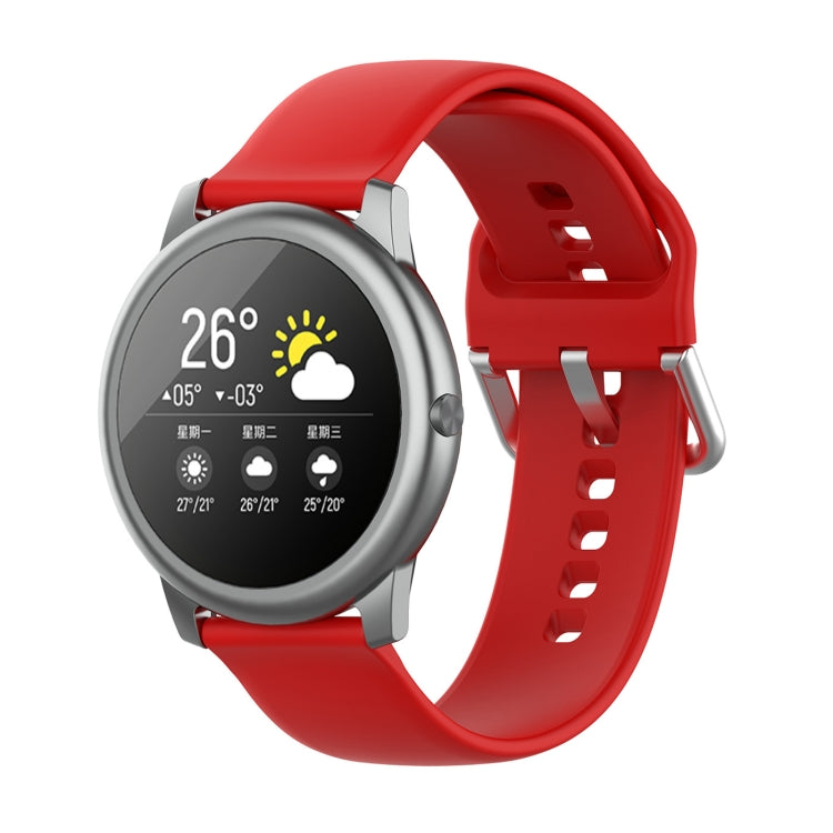 Silicone Solid Color Silver Buckle Strap, Size: 22mm, For Xiaomi Haylou Solar LS05