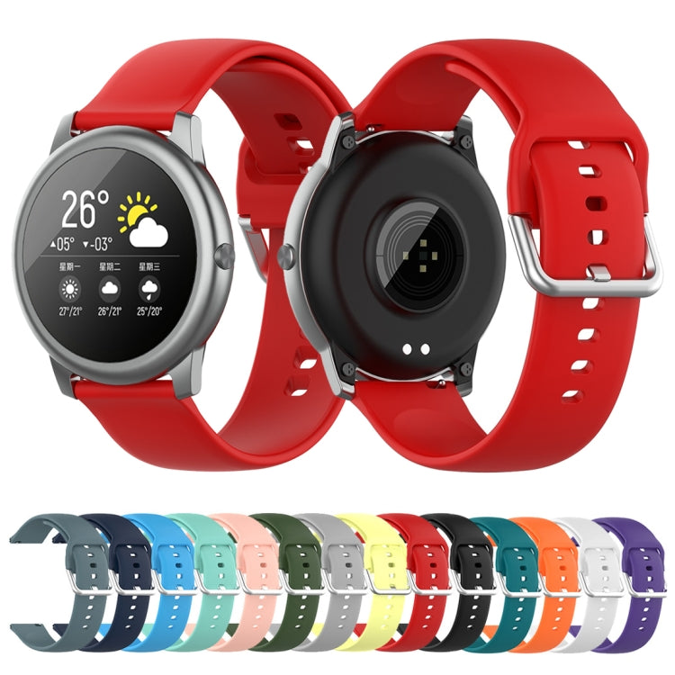 Silicone Solid Color Silver Buckle Strap, Size: 22mm, For Xiaomi Haylou Solar LS05