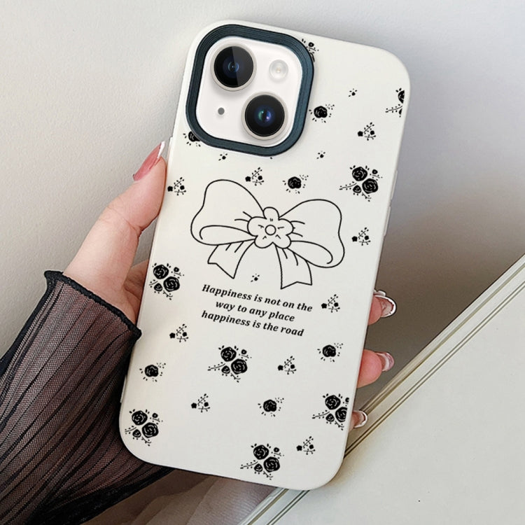 Floral Bow PC Hybrid TPU Phone Case, For iPhone 15 Pro Max, For iPhone 15 Pro, For iPhone 15 Plus