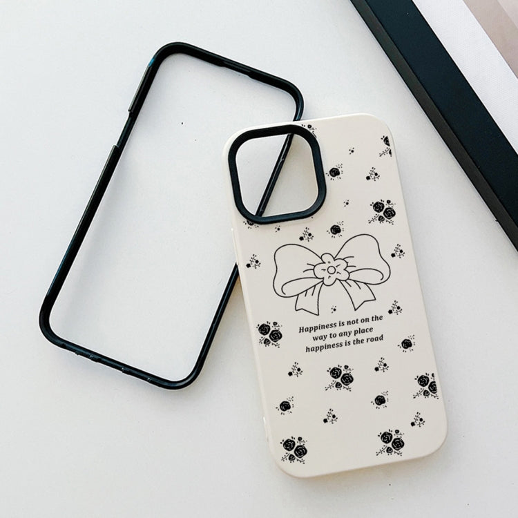 Floral Bow PC Hybrid TPU Phone Case, For iPhone 15 Pro Max, For iPhone 15 Pro, For iPhone 15 Plus